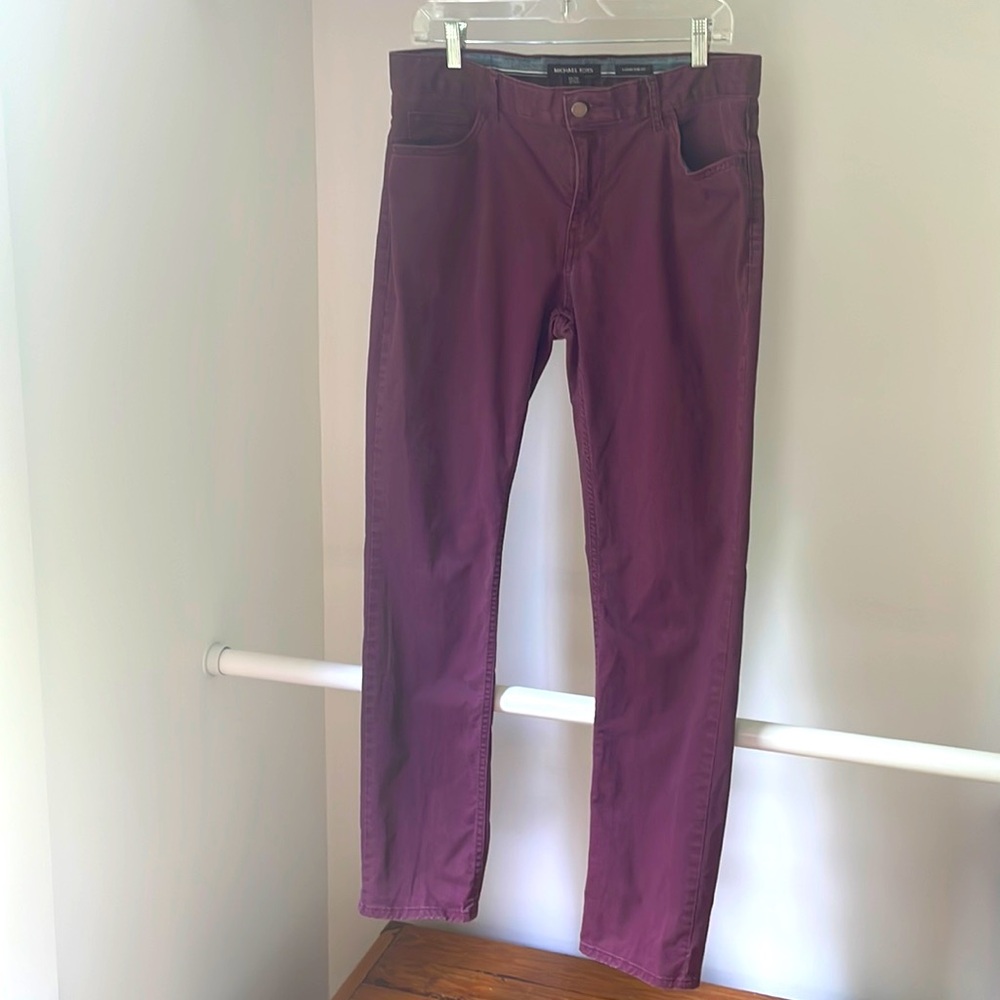 Men’s Michael Kors Maroon Parker Slim Fit Pants Size 33/32